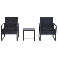 Poly-rotan zitgroep 5-delig Tuinset met kussens tuin zwart(m-11)