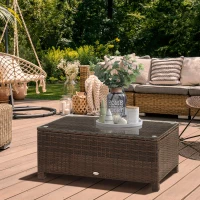 Outsunny Bijzettafel voor in de tuin, salontafel tuintafel balkontafel ESG PE-rotan bruin(m-10)