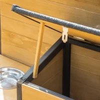 PawHut Cusca pentru Caini Talie Medie din Lemn de Brad, 130x93x92cm, Culoarea Lemnului si Negru(m-8)