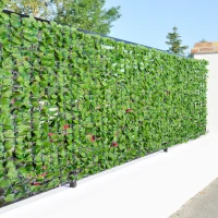 Outsunny Kunsthaag wanddecoratie privacy haag planten haag lichtgroen(m-10)