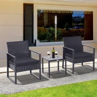 Poly-rotan zitgroep 5-delig Tuinset met kussens tuin zwart(m-10)