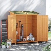 Outsunny Garden Shed Wooden Timber Garden Storage Shed - Double Door - 160cm x 139cm x 75cm(m-9)