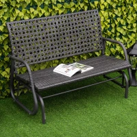 Outsunny schommelbank voor 2 personen in rotan look, staal + poly rotan, grijs, 70 x 120 x 84 cm(m-10)