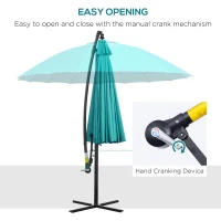 Outsunny 3(m) Cantilever Umbrella 18 Ribs & Vents Adjustable Angle for Patio Green(m-4)