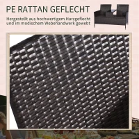 Outsunny kanapa ogrodowa z technorattanu sofa ogrodowa ze stołem 2-osobowa stal brązowy(m-7)