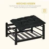 PawHut Erhöhtes Hundebett mit Kissen Hundesofa Holzrahmen Haustierbett Katzensofa Katzenbett Hundeschlafplatz für kleine Hunde Schwarz 65 x 51 x 32 cm(m-6)