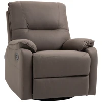 HOMCOM Relaxsessel Liegefunktion 135° neigbar, Wippfunktion, Fußstütze 82 cm x 95 cm x 98 cm Mikrofaserstoff Braun(m-1)