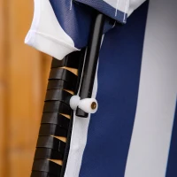 Outsunny strandstoel met dak rotan look klaptafel blauw 118 x 79 x 150 cm(m-8)