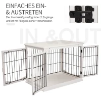 PawHut Hondenkooi voor in huis hondenbench voor binnen hondenhok huisdier 2 deuren wit(m-6)