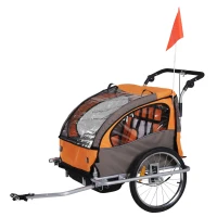 HOMCOM Kinderanhänger Fahrradanhänger einklappbar mit Universalkupplung 155 x 88 x 108cm Stahl Orange(m-11)