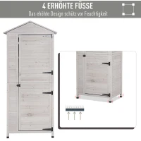 Outsunny Gartenschrank Holz Geräteschuppen Gerätehaus Gartenhaus mit Regalböden Asphaltdach Hellgrau 90 x 63 x 200 cm(m-4)