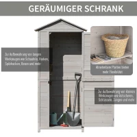 Outsunny Gartenschrank Holz Geräteschuppen Gerätehaus Gartenhaus mit Regalböden Asphaltdach Hellgrau 90 x 63 x 200 cm(m-6)