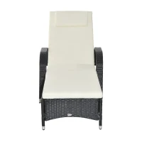 Outsunny mobilny leżak ogrodowy leżak leżak rattanowy mebel ogrodowy czarny(m-11)