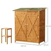 Outsunny Garden Shed Wooden Timber Garden Storage Shed - Double Door - 160cm x 139cm x 75cm(m-3)