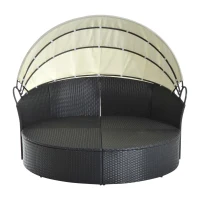 Outsunny Zonne-eiland ligbank ligbank voor buiten set decoratie tweezitsbank met overkapping poly-rotan(m-8)