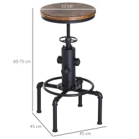 HOMCOM Bar stool Swivel Chair Dining Wooden Top Adjustable W/Footrest Pine Wood Steel Brown(m-3)