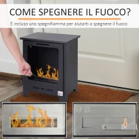HOMCOM Caminetto a Bioetanolo Più Efficiente ed Ambientale Capacità Massima Combustile 0.9 Litri per una Fiamma fino a 3 Ore(m-5)