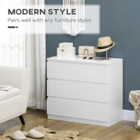 HOMCOM Chest of Drawers, 3-Drawer Storage Organiser Unit for Bedroom, Living Room, White(m-4)