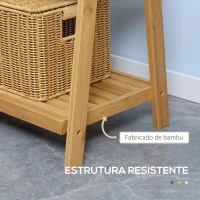 kleankin Toalheiro de Pé de Bambu com 3 Barras Toalheiro Dobrável com 3 Prateleiras de Armazenamento 53x30,5x152cm Madeira(m-5)