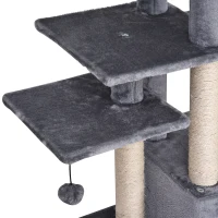 PawHut Kratzbaum Kletterbaum Katzenkratzbaum Katzenbaum Katzenmöbel mit Sisalsäule Katzenhaus Plüsch Grau 50 x 40 x 114 cm(m-8)