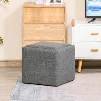 HOMCOM Sitzhocker mit Stauraum, Fußhocker, Polsterhocker, abnehmbarer Deckel, Bezug in Leinenoptik, 42 x 42 x 41 cm, Dunkelgrau(m-10)