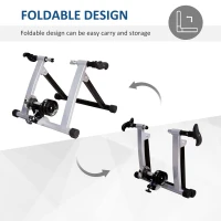 HOMCOM Turbo Trainer Magnetic Bike Trainer Indoor Exercise Bike Trainer Stand Magnetic Resistance Bicycle Training Stand for Mountain & Road Bikes 26'' to 28'' and 700C Wheels, Sliver(m-5)