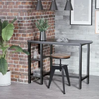 HOMCOM Swivel Bar Stool W/Wooden Top, Adjustable Height-Brown/Black(m-12)