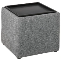 HOMCOM Sitzhocker mit Stauraum, Fußhocker, Polsterhocker, abnehmbarer Deckel, Bezug in Leinenoptik, 42 x 42 x 41 cm, Dunkelgrau(m-11)