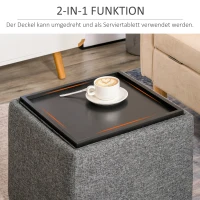 HOMCOM Sitzhocker mit Stauraum, Fußhocker, Polsterhocker, abnehmbarer Deckel, Bezug in Leinenoptik, 42 x 42 x 41 cm, Dunkelgrau(m-6)