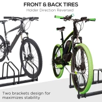 HOMCOM 4-Bike Floor Parking Stand Parking Rack, 95Lx33Wx27H cm, Steel-Black(m-6)