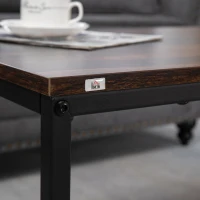 HOMCOM Set 2 Tavolini da Caffè Impilabili in Stile Industriale in Legno e Acciaio, Marrone e Nero(m-7)