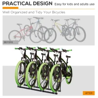 HOMCOM 4-Bike Floor Parking Stand Parking Rack, 95Lx33Wx27H cm, Steel-Black(m-7)