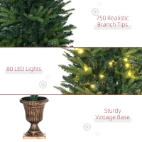 HOMCOM 1.2m 4ft Christmas Tree Entrance Décor 750 Tips Xmas Pre-lit Tree 80 LED with Vase Base(m-7)