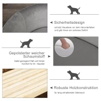 PawHut Sofa dla zwierząt domowych Sofa dla psa koty psy drewno brzozowe nowoczesna jasnoszary(m-5)