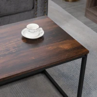 HOMCOM Set 2 Tavolini da Caffè Impilabili in Stile Industriale in Legno e Acciaio, Marrone e Nero(m-9)