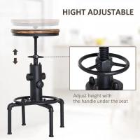 HOMCOM Bar stool Swivel Chair Dining Wooden Top Adjustable W/Footrest Pine Wood Steel Brown(m-5)