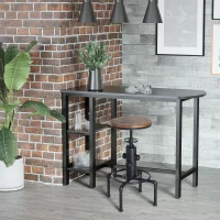 HOMCOM Bar stool Swivel Chair Dining Wooden Top Adjustable W/Footrest Pine Wood Steel Brown(m-10)