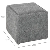 HOMCOM Sitzhocker mit Stauraum, Fußhocker, Polsterhocker, abnehmbarer Deckel, Bezug in Leinenoptik, 42 x 42 x 41 cm, Dunkelgrau(m-3)