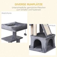 PawHut Kratzbaum Kletterbaum Katzenkratzbaum Katzenbaum Katzenmöbel mit Sisalsäule Katzenhaus Plüsch Grau 50 x 40 x 114 cm(m-5)