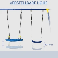 Outsunny Kinderschaukel Gartenschaukel mit Metallgestell Netzschaukel Schaukelgerüst Schaukelset Doppelschaukel mit Kletterleiter bis 4 Kinder 3-10 Jahre 285 x 138 x 175 cm(m-5)