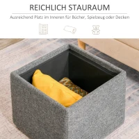 HOMCOM Sitzhocker mit Stauraum, Fußhocker, Polsterhocker, abnehmbarer Deckel, Bezug in Leinenoptik, 42 x 42 x 41 cm, Dunkelgrau(m-4)