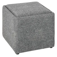 HOMCOM Sitzhocker mit Stauraum, Fußhocker, Polsterhocker, abnehmbarer Deckel, Bezug in Leinenoptik, 42 x 42 x 41 cm, Dunkelgrau(m-1)