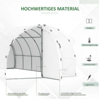 Outsunny Foliengewächshaus begehbares Gewächshaus 570 x 292 x 195 cm Gartentunnel Folientunnel Tunnelgewächshaus Treibhaus Garten Metall Weiß(m-4)