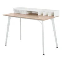 HOMCOM Computer Desk with Monitor Stand, Drawer and Storage Compartments, Compact Desk for Home Office and Small Spaces, White(m-1)