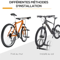 HOMCOM 4-Bike Floor Parking Stand Parking Rack, 95Lx33Wx27H cm, Steel-Black(m-9)