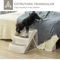 PawHut Escada para Cães de 3 Degraus Dobrável Escada para Animais de Estimação com Tapetes Antiderrapantes 49x38x38cm Creme(m-6)