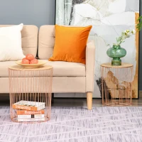 HOMCOM Metal Base MDF Top Duo-Pack Lift-Top Bedside Table Rose Gold(m-15)