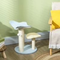 PawHut Indoor Cat Tree, with Sisal Scratching Post, Toy Ball - Blue and Cream(m-8)