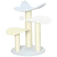 PawHut Indoor Cat Tree, with Sisal Scratching Post, Toy Ball - Blue and Cream(m-1)