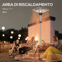 Outsunny Fungo Riscaldante da Esterno con 3 Temperature e Altezza Regolabile in Acciaio e Alluminio, Argento(m-5)
